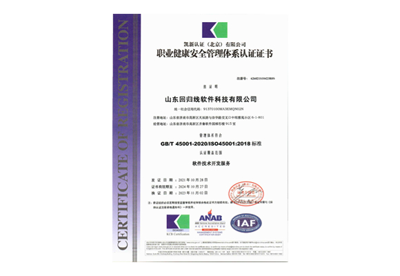 職業(yè)健康安全管理體系認(rèn)證證書(shū)